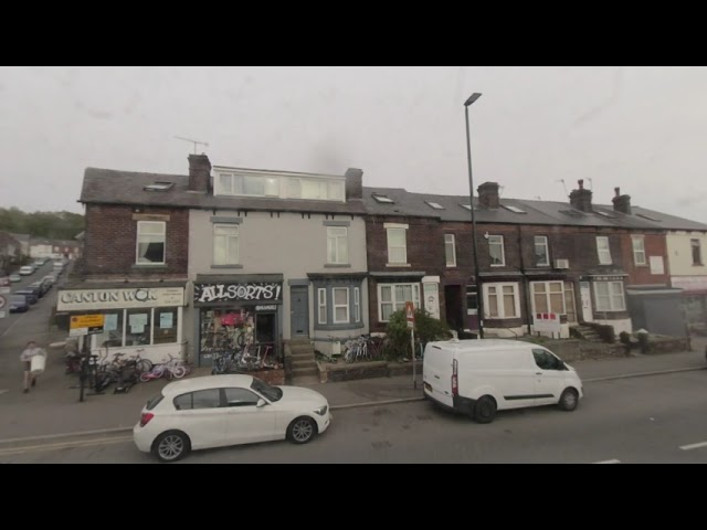 VR180° Number 75 bus route from the Sheffield center to Batemoor/Jordanthorpe