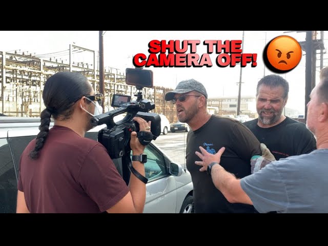 Public photography must watch owner comes out and loses  it over camera snowflakes melting shut down