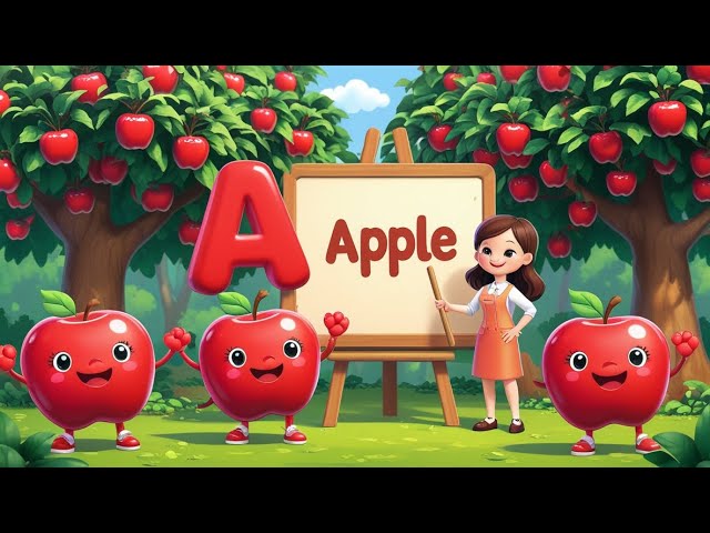 A for Apple 🍎 | ABC Phonics Song | Learn Letters & Sounds | Alphabet Song for Kids | Nursery Rhymes