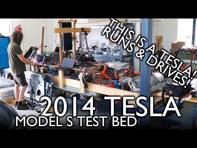 Tesla Model S except it's a WOODEN TEST JIG!