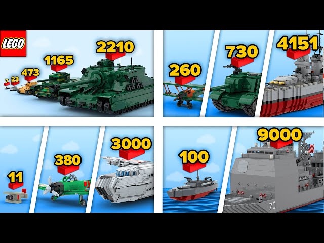 LEGO Military Vehicles in Different Scales (Tanks, Planes, Battleships) | Comparison