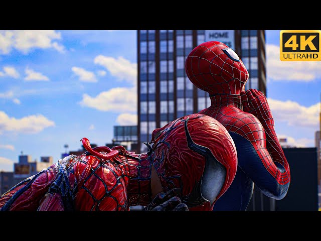 Andrew Garfield + Carnage fight Sandman 4K HDR Spiderman 2 Ps5 Slim