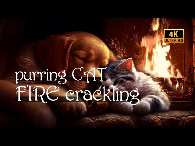 Cozy ASMR Cabin: Purring Cat, Cute Dog, Fireside Cuddles🔥Crackling Fireplace