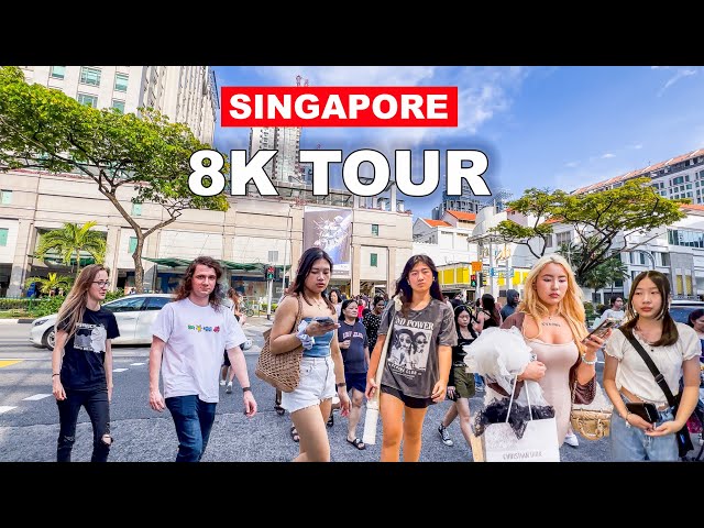 Singapore City Walking Tour in 8K | Guoco Midtown | Bugis Street | Civil District | Marina Bay 🇸🇬🌃