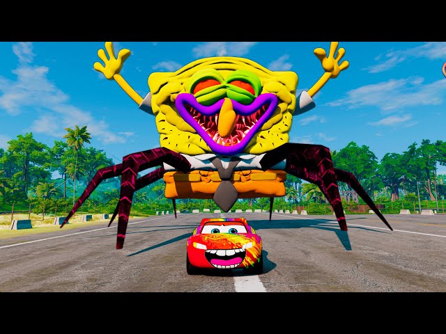 Lightning McQueen's Epic Escape from SpunchBob Eater and Giant Crazy Monster Eaters| BeamNG.Drive