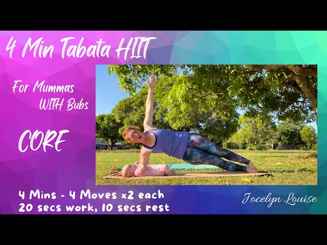 Tabata HIIT for Moms with Bubs CORE Floor Workout 4 minutes Simple Beginner Planks Interval Training