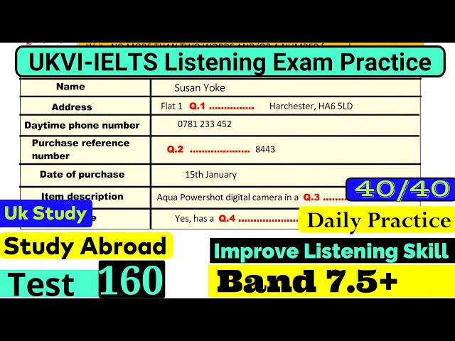 UKVI IELTS Listening Practice Test  with Answers || TEST - 1