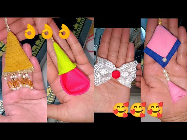 beautiful Latkan & bow hair clip making tutorial at home/sewing tips and tricks✨ #viralvideo #latkan