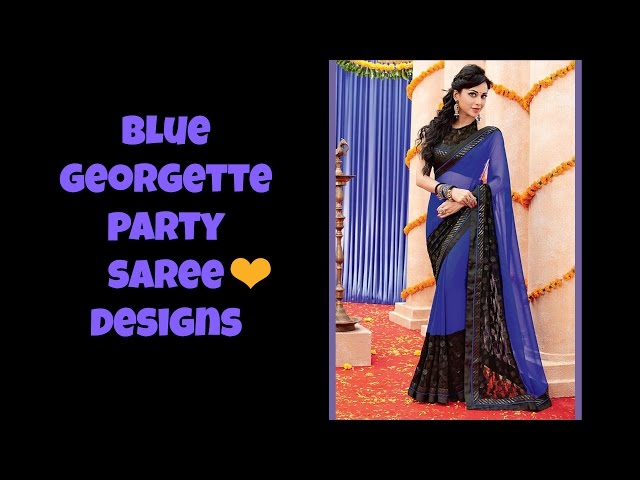 Blue Georgette Party Saree Designs