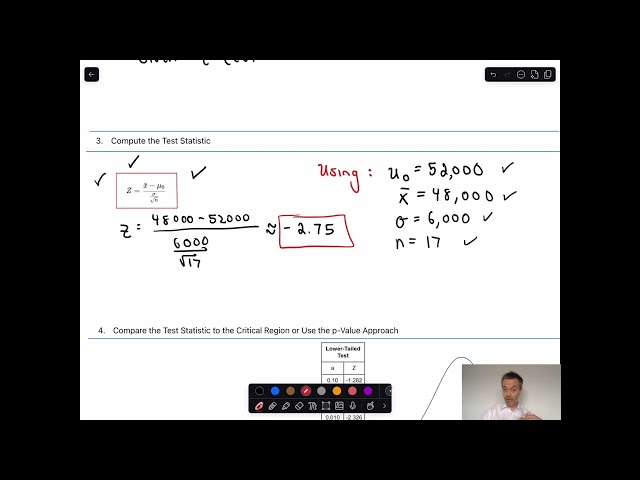 Performing a Hypothesis Test, Sigma Known