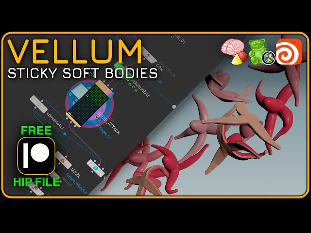 🆓 hip | HOUDINI 20.5 TUTORIAL | Vellum Sticky Soft-Bodies