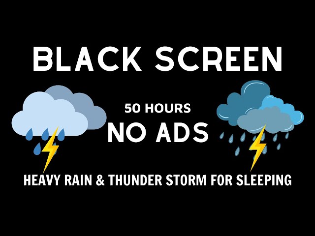 HEAVY RAIN & THUNDER STORM FOR SLEEPING - Black Screen 11 hours - Fall Asleep