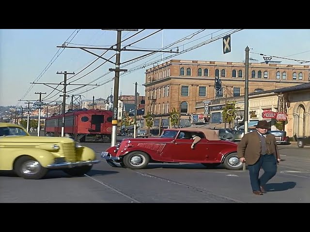 California 1940s in color, Oakland [60fps,Remastered] w/sound design added