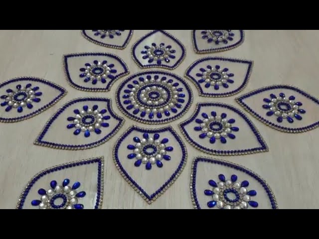 How to make RANGOLI using kundan on plastic sheet