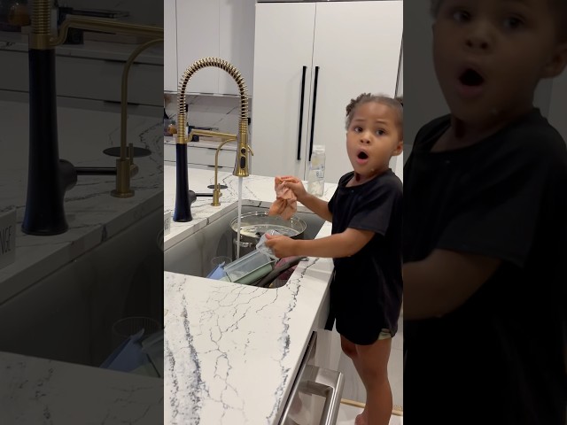 Dad catches daughter washing dishes for the first time #shorts