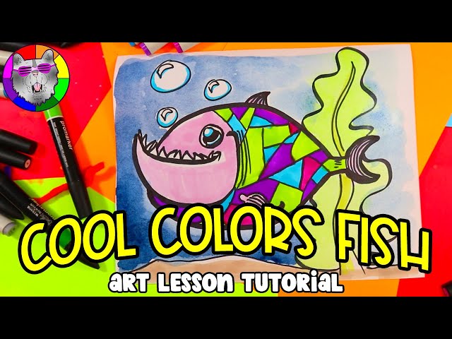 Art Lesson: Make a Cool Colors Fish that explores Proportion | Art Tutorial for KIDS!