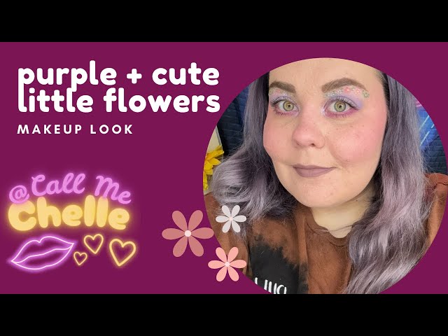 Pretty Purple + Cute Little Flowers Makeup Look, No Talking, Chill Vibes