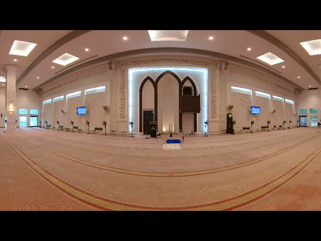 Pandangan 360° didalam Masjid Al-Wathiqu Billah Tuanku Mizan Zainal Abidin UiTM Shah Alam.