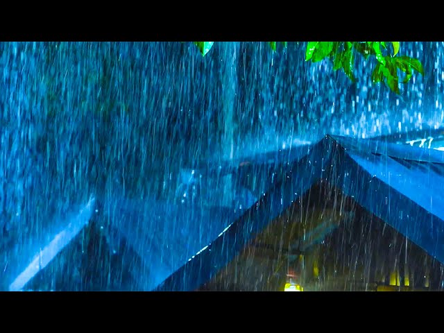 Beat Stress to Deep Sleep with Heavy Rain & Massive Thunder Sounds on a Metal Roof at Night