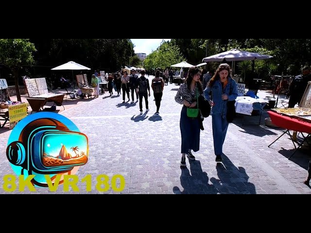 Walking through the Thissio Outdoor Market Athens next to the Ancient Agora 8K 4K VR180 3D Travel