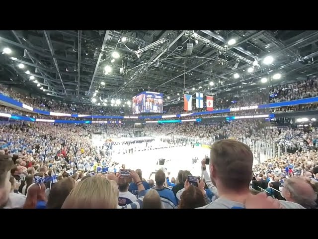 Finnish national anthem by fans. Gold in 2022 Ice-hockey World Championship (3D 180°)