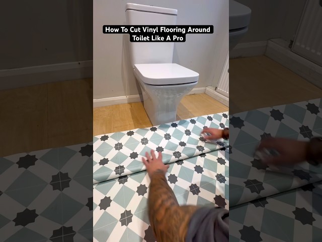 HOW TO CUT VINYL FLOORING (Toilet WC) #diy #vinyl #howto #shorts