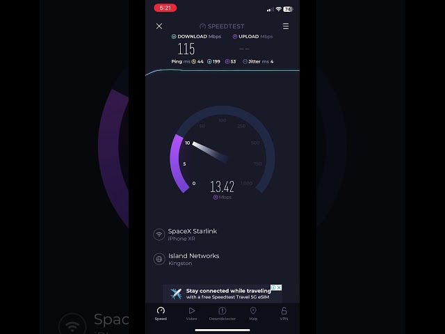 Starlink mini in Jamaica in bad weather with 4 different devices connected to it.