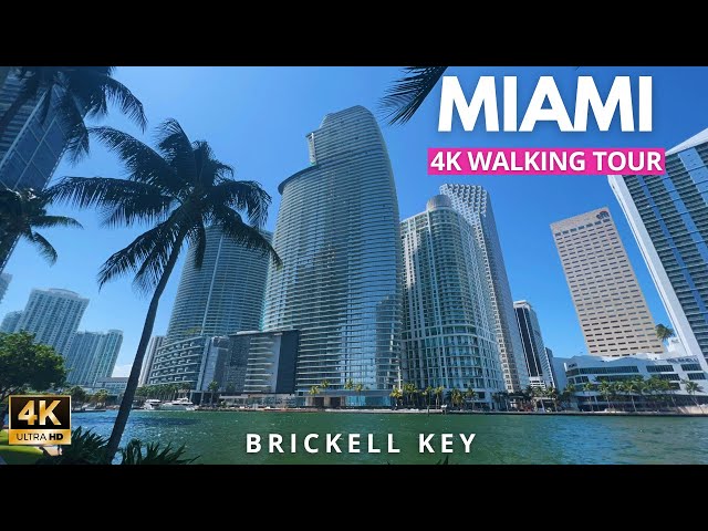 MIAMI Brickell Walk [4K] "Brickell Key Unveiled: A Tranquil Stroll through Miami's Hidden Oasis"