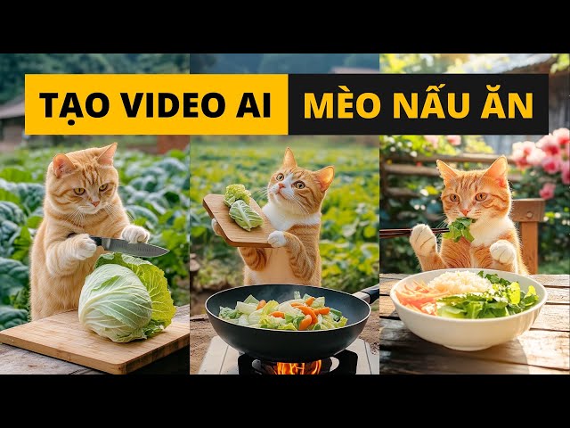 Cách Làm Video MÈO NẤU ĂN bằng AI Miễn Phí (có sẵn prompt)