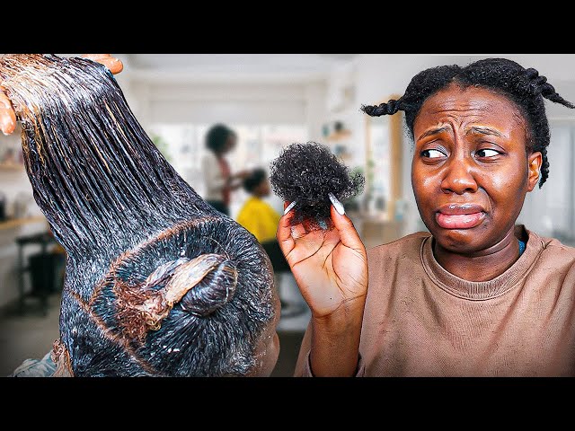 BLACK WOMAN SHOWS UP IN NATURAL HAIR AND GOT RELAXED 😳 THEY DID THIS TO ME!