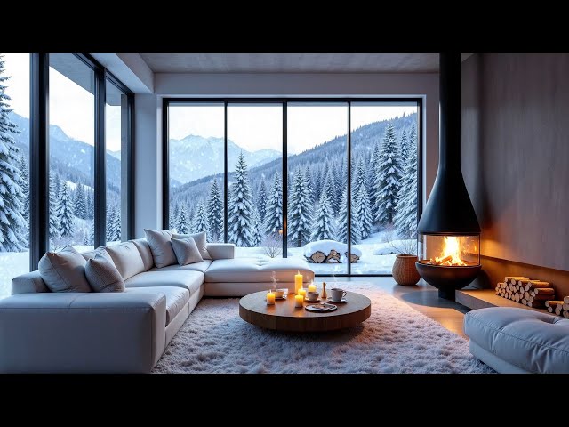 Cozy Winter Cabin in the Forest ❄️ Crackling Fireplace Sounds for Work, Study & Relaxation