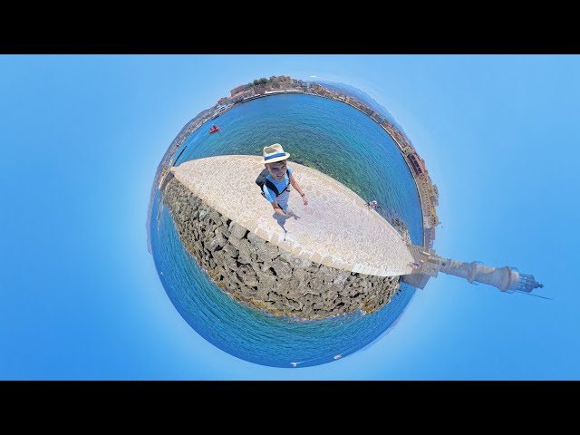 360° 4K | Chania, Crete: Beachfront Walk, Historic Port & Lighthouse in Full Immersion! Part #1