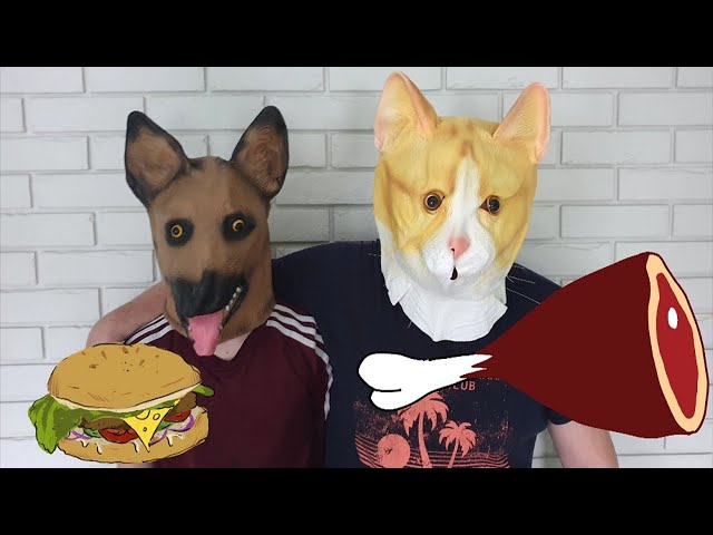 Yellow Cat, Bear or Dog Mask videos  كلب كبير الدهون والبالونات