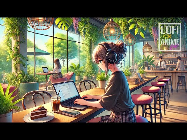 Chill Beats for Study ☕💻 | Girl in a Green Café 🌿🎶