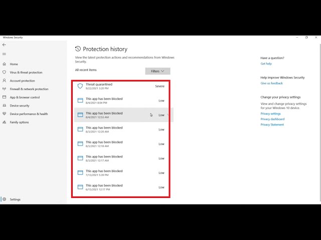 How to clean Windows Defender Protection history