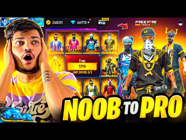 FREE FIRE NOOB TO PRO IN 9999 DIAMONDS💎 8MINS CHALLENGE -GARENA FREE FIRE