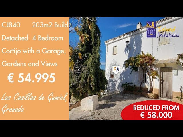 Under 55K, 4 Bed 2 Bath Detached Cortijo + Garage Property for sale in Spain inland Andalucia CJ840