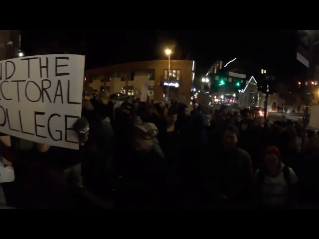 360° video: Post-election rally and march across Ohio University campus and historic uptown Athens