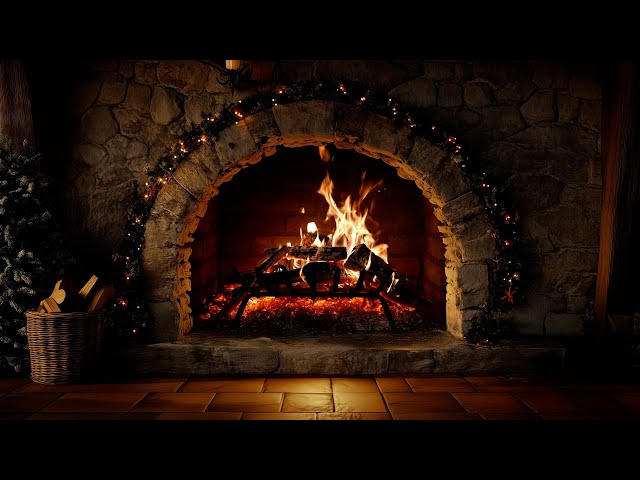 Relaxing by the winter Fireplace 🔥 Crackling Fire Atmosphere with Burning Logs [No Music]  ASMR