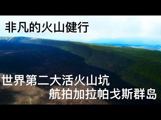 #无人机 #航拍 世界第二大活火山坑/一生一次的徒步/健行#加拉帕戈斯群岛#伊萨贝拉/锡耶拉内格拉Sierra Negra 黑色熔岩