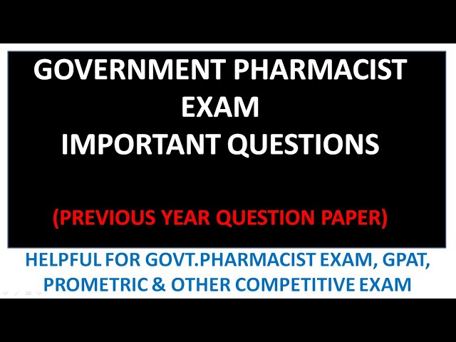 PHARMACIST MCQS | PREVIOUS YEAR QUESTIONS (PART 2)