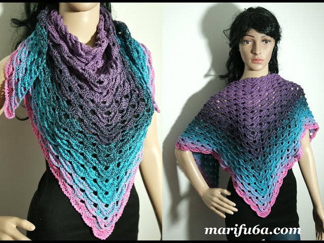 crochet neon 3D effect wrap shawl