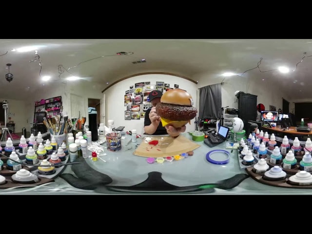 Painting Hellthy Junk Food Logos to Life Model.  360 Live Stream