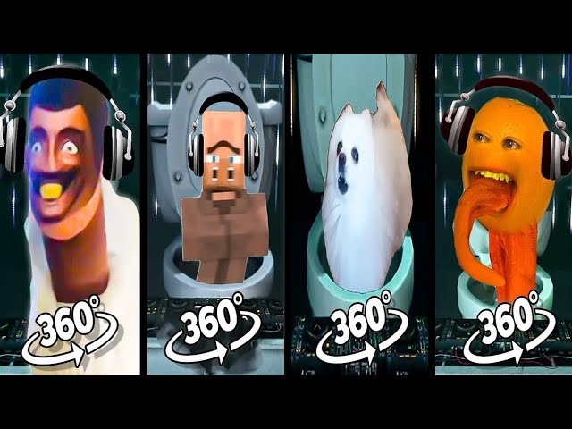 Real Skibidi vs Skibidi Toilet Minecraft vs Skibidi Dog Toilet 6 vs Annoying Orange Toilet | 360º VR