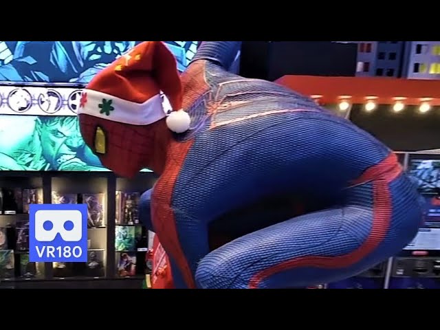 3D 180VR 4K Santa Spiderman is back to No Way Home as Winter Present in Marvel Avengers Street