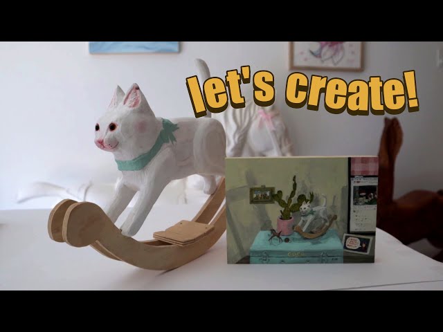 Art Vlog 🎨  Paint With Me! 🖌️ Rocking Cat & Painting still life 🌷 Oil Painting Tips / Woodworking