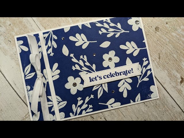 Creating a Blue and White card using White Embossing Powder and Stampin' Up! Simply Fabulous