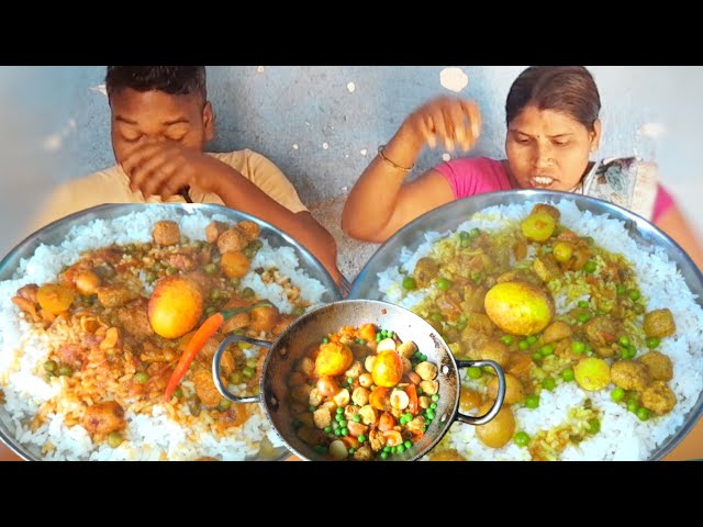 eating show | village style egg mixed curry cooking eating | egg curry with rice eating | mukbang