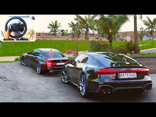 Audi RS7 Sportback & BMW M5 Forza Horizon 5  ( steering wheel gameplay ) 4K