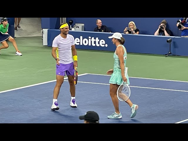 Rafael Nadal and Iga Swiatek Mixed Doubles Exhibition Amazing Point Us Open 2022